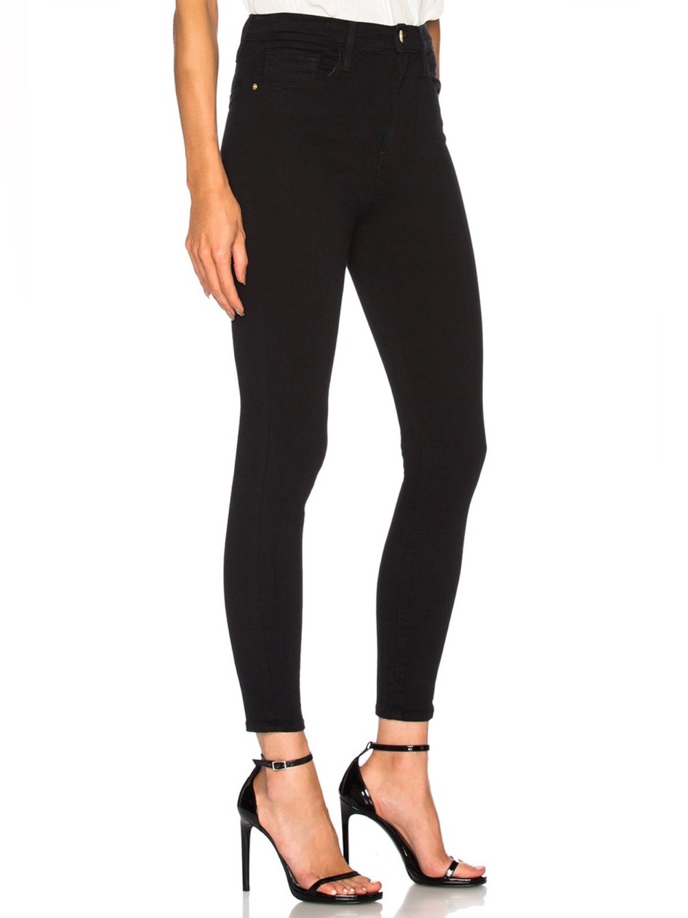 FRAME Ali High Rise Skinny Jeans Noir Black Size 28
